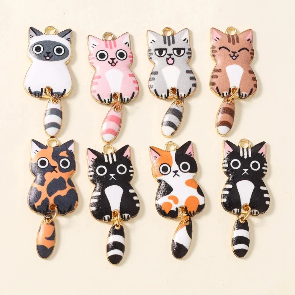 10Pcs 16×39mm Cute Cartoon Cat - Resin Crafts Diy 评论和价格