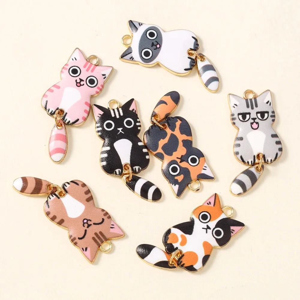 10Pcs 16×39mm Cute Cartoon Cat - Resin Crafts Diy 评论和价格