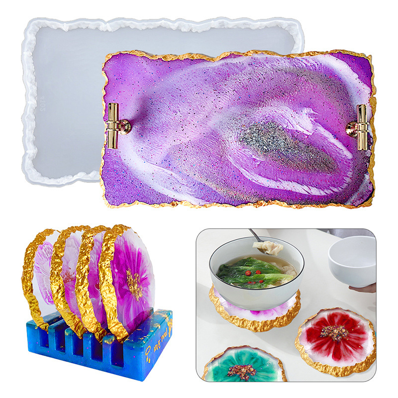 DM413 Drusy Coaster Resin Mold - Geode Mold Silicone 评论和价格