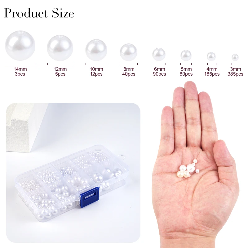 800pcs Artificial Faux Pearl R - Resin Jewelry Kit 评论和价格