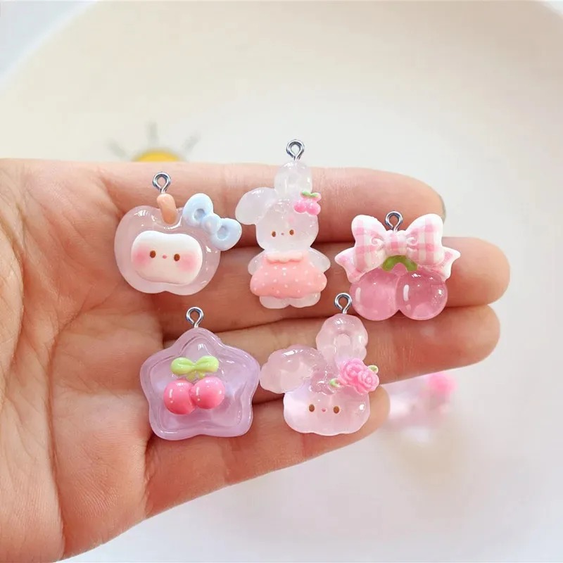 10Pcs Cute Cherry Rabbit Resin - Resin Crafts Diy 评论和价格