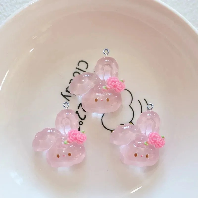 10Pcs Cute Cherry Rabbit Resin - Resin Crafts Diy 评论和价格