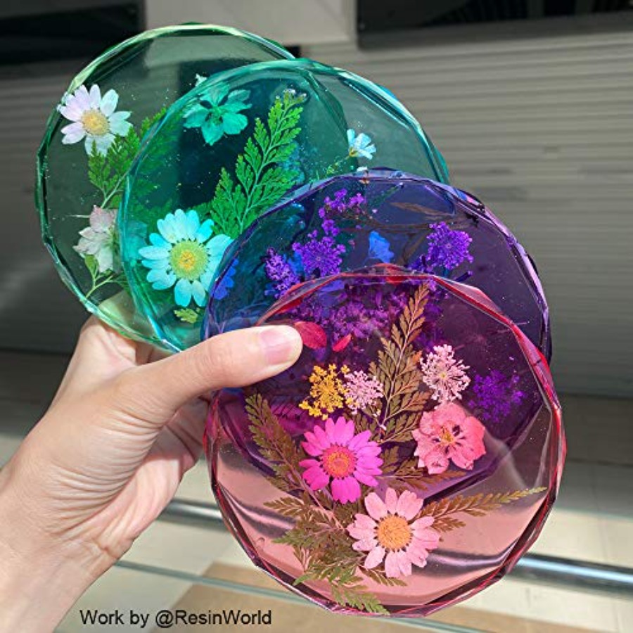 4 Pack Coaster Molds - Diamond - Geode Mold Silicone 评论和价格