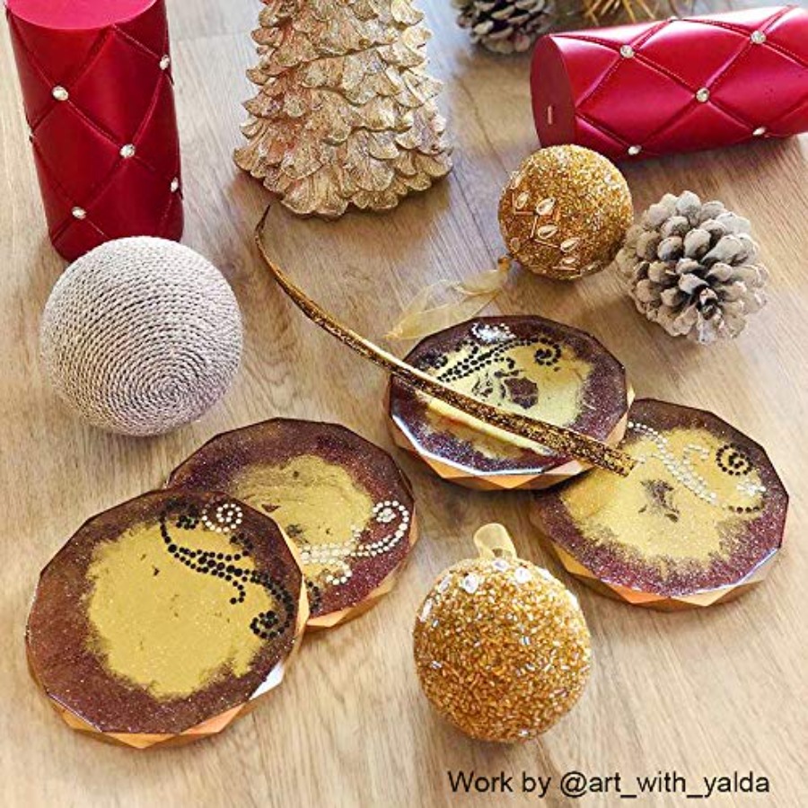 4 Pack Coaster Molds - Diamond - Geode Mold Silicone 评论和价格