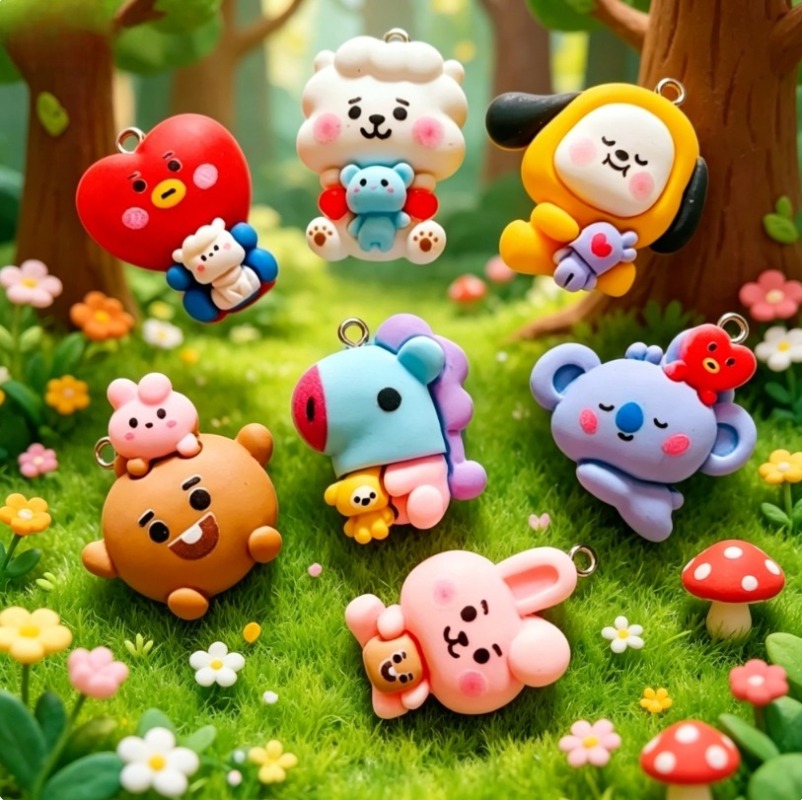 7pcs BT21 Resin Cartoon Charm  - Resin Crafts Diy 评论和价格